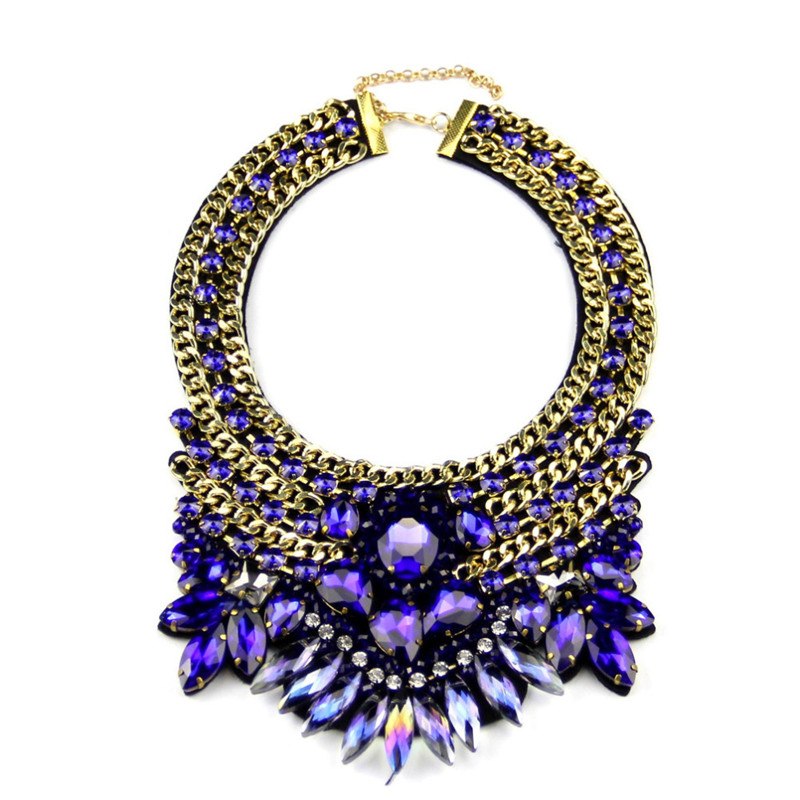 Brand Women Party Exaggerate Accessories Luxury Choker Multicolor Crystal Bead Collar Statement Necklaces Maxi Jewelry