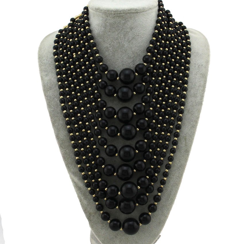 Charm Multilayers Beads Statement Necklaces For Women Fashion Jewelry Big Imitation Pearl Maxi Necklaces & Pendants