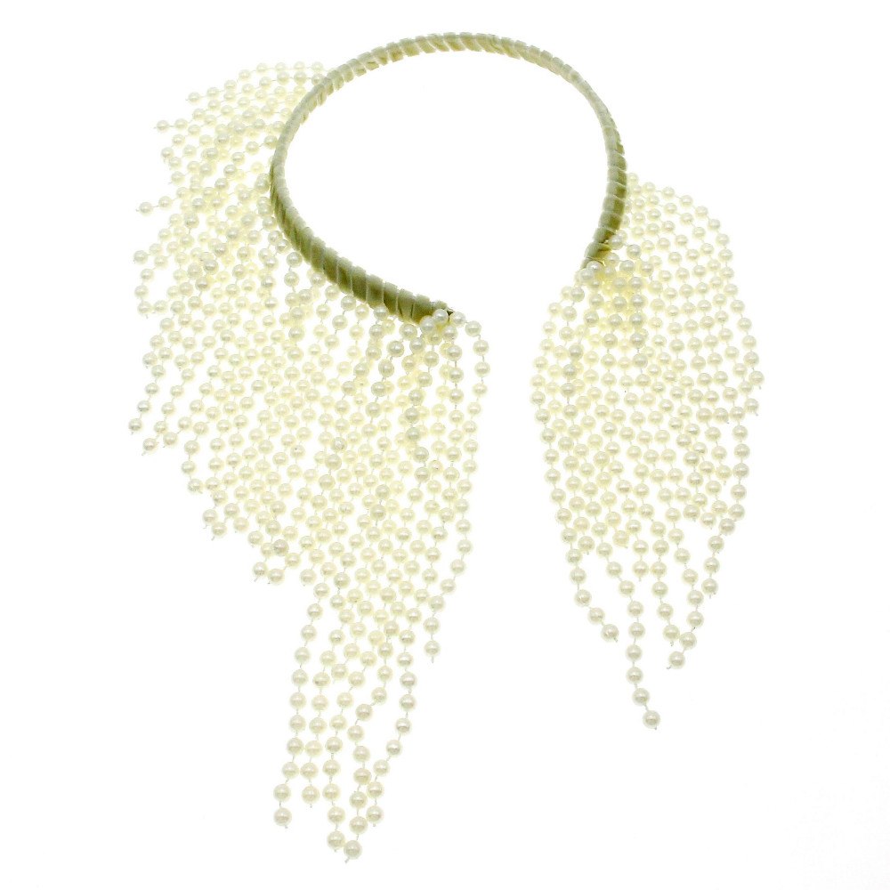 Fashion Charm Torques Imitation pearl Tassel Choker Necklace Women Beaded Bib Collar Statement Necklaces & Pendants