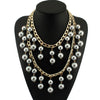MANILAI Fashion Double Chains Tassel Cross imitation Pearls Beads Long Pendant Statement Necklaces Designer Jewelry CE1227
