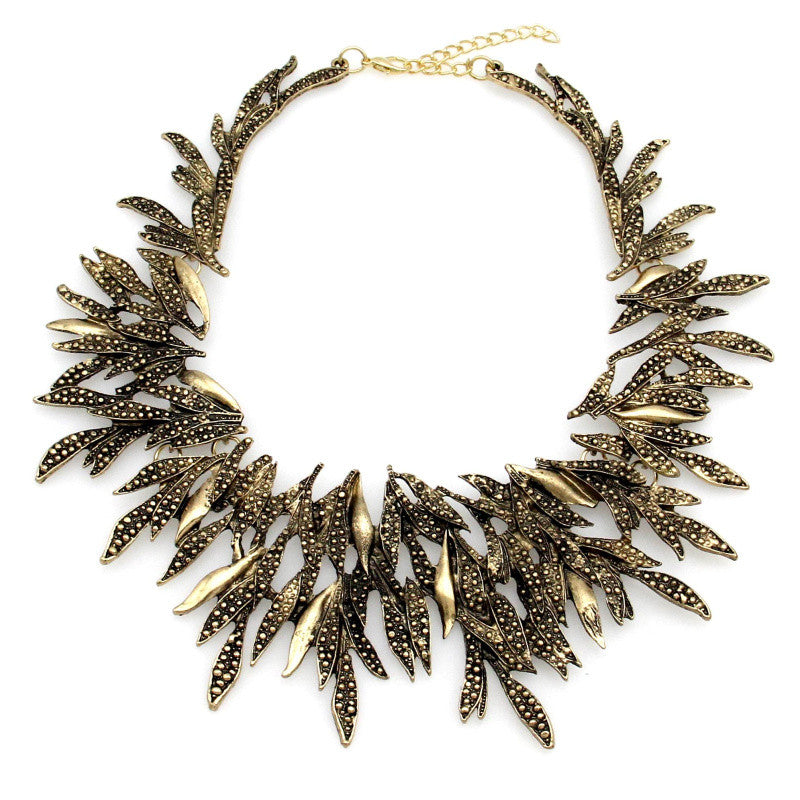 Fashion necklaces for women 2020 Retro Leaf Geometric Choker Vintage Collar Bib Statement Necklaces Cluster Jewelry