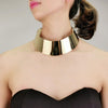 MANILAI Punk Wide Metal Torques Choker Necklace For Women Big Jewelry Maxi Collar Statement Necklace Golden & Silver Color
