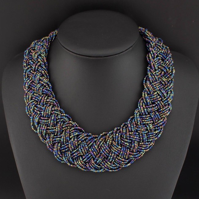 Vintage Beaded Handmade Chunky Chain Bib Choker Collar Statement Necklace Boho Ethnic Maxi Necklaces For Women kolye