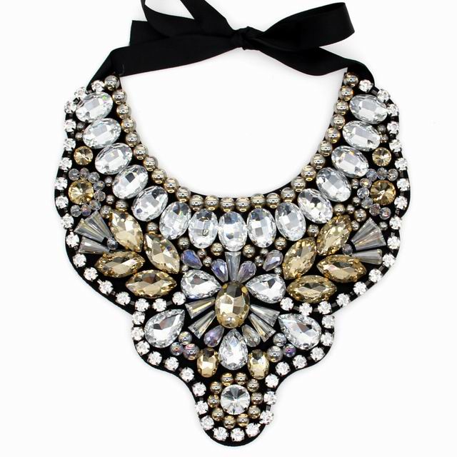 Women Handmade Exaggerate Crystal Big Necklace Bead Bib Collar Fashion Statement Necklaces Maxi Jewelry Bijoux femme