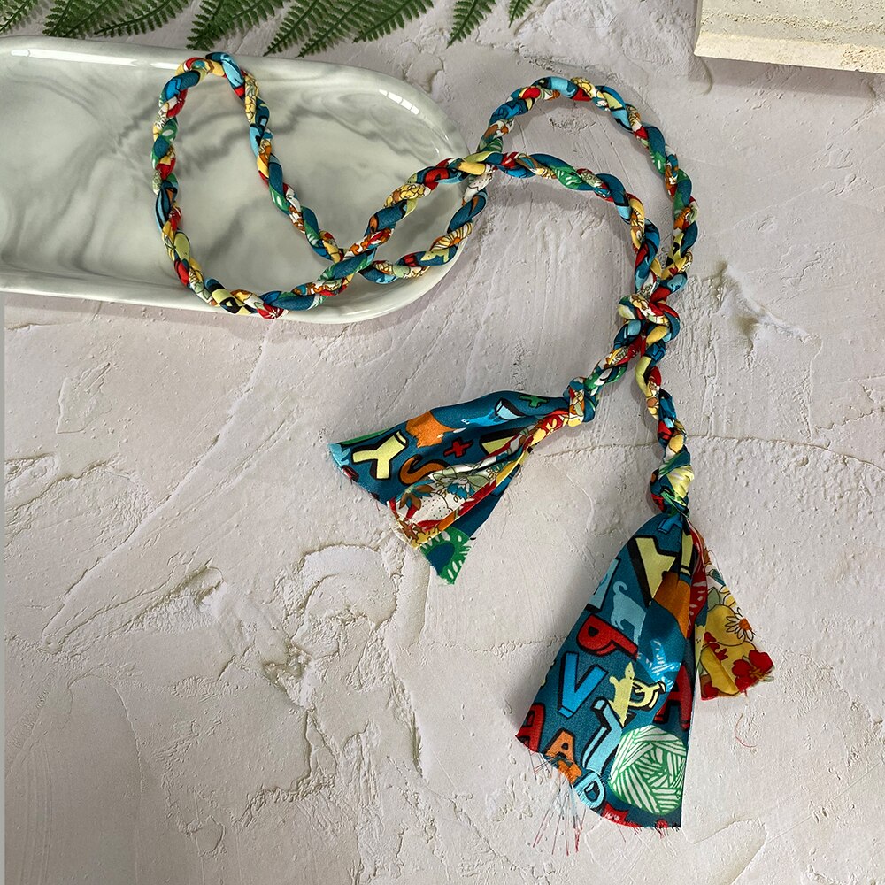 MASA  2021 Bohemian Colorful Handmade Twisted Rope Calico Product Necklace Beach Wind Pendant Couple Jewelry Gift