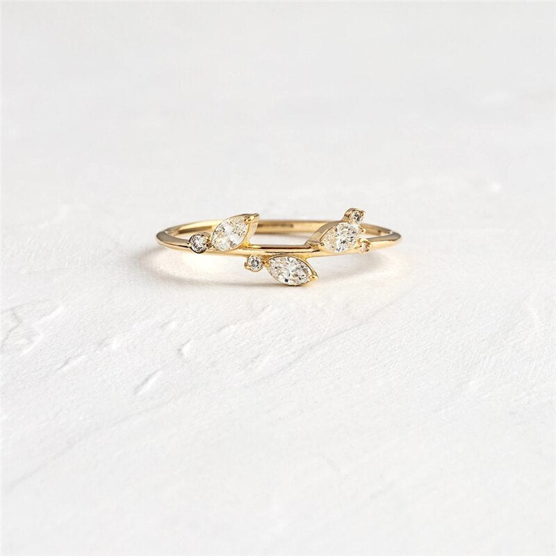 MC 925 Sterling Silver Rings For Women Girls Authentic S925 Bohemia Colorful Zircon Finger Ring Thin leaf Anillos Fine Jewelry