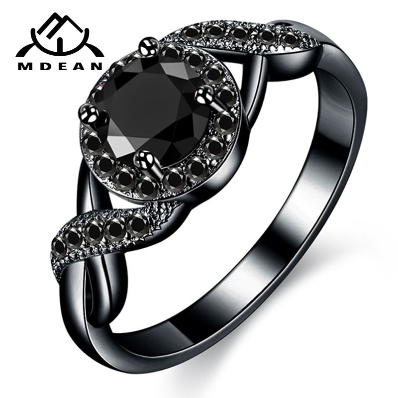 Black Gold Color Wedding Rings Fashion Engagement black AAA for Women Zircon Jewelry Bijoux Bague Size 6 7 8 9 10 H465