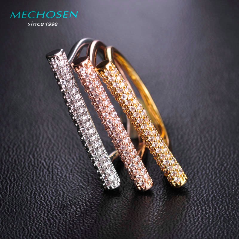 Unqiue Design Copper Rings Rose Gold&Rhodium Plated Three Aros Anel Luxury Zirconia Women Men Ring Statement Jewelry
