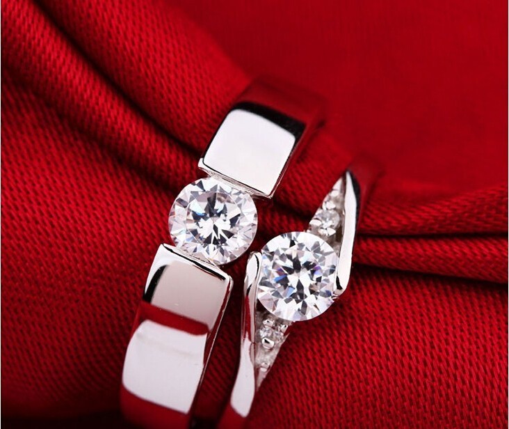 Pair Of Silver Rings Zircon Embroidery Jewelry Cheap Engagement Rings Couple Sweets Wedding Ring Bijouterie Yr025-5
