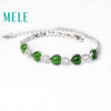Natural green hetian jade bracelet in 925 sterling silver for women and man,heart shape 6X5mm gemstone jasper jewelry