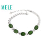 Natural green hetian jade bracelet in 925 sterling silver for women and man,oval cut 8X10mm gemstone jasper jewelry