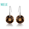 Natural rainbow quarts silver earring, big round 18mm*18mm, Smoky Quartz. speical design, beautiful outlooking for women