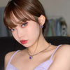 MENGJIQIAO 2021 Trend Purple Heart Crystal Choker Necklace For Women Girls Metal Neck Chain Christmas Party Jewelry