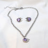 MENGJIQIAO 2021 Trend Purple Heart Crystal Choker Necklace For Women Girls Metal Neck Chain Christmas Party Jewelry