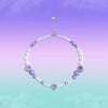 MENGJIQIAO Elegant Purple Pearl Heart Choker For Women Ladies Rhinestone Necklace Party Jewelry Gifts