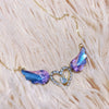 MENGJIQIAO Korean Elegant Wing Crystal Choker Necklace For Women Girls Hollow Heart Rhinestone Necklace Party Jewelry