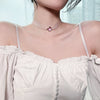 MENGJIQIAO  Elegant Baroque Style Lace Short Choker Necklace For Women Students  Crystal Voile Pendants Party Jewelry