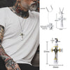 MENS CROSS NECKLACE FOR MEN STAINLESS STEEL JESUS CHRIST PRAYER CROSSES NECKLACES MEN'S JEWELRY RELIGIOUS JESUS PENDANT