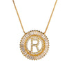 Top Quality AAA Cubic Zircon Long Necklaces Pendant 18KGP Gold Crystal 26 Letter Initial Necklace For Women Dubai Bijoux
