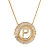 Top Quality AAA Cubic Zircon Long Necklaces Pendant 18KGP Gold Crystal 26 Letter Initial Necklace For Women Dubai Bijoux