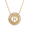 Top Quality AAA Cubic Zircon Long Necklaces Pendant 18KGP Gold Crystal 26 Letter Initial Necklace For Women Dubai Bijoux
