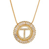 Top Quality AAA Cubic Zircon Long Necklaces Pendant 18KGP Gold Crystal 26 Letter Initial Necklace For Women Dubai Bijoux