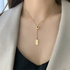 MEYRROYU Stainless Steel Gold Color Pin Necklace For Women Thin Pendant Accessories 2021 Trend Gift Jewelry Collier