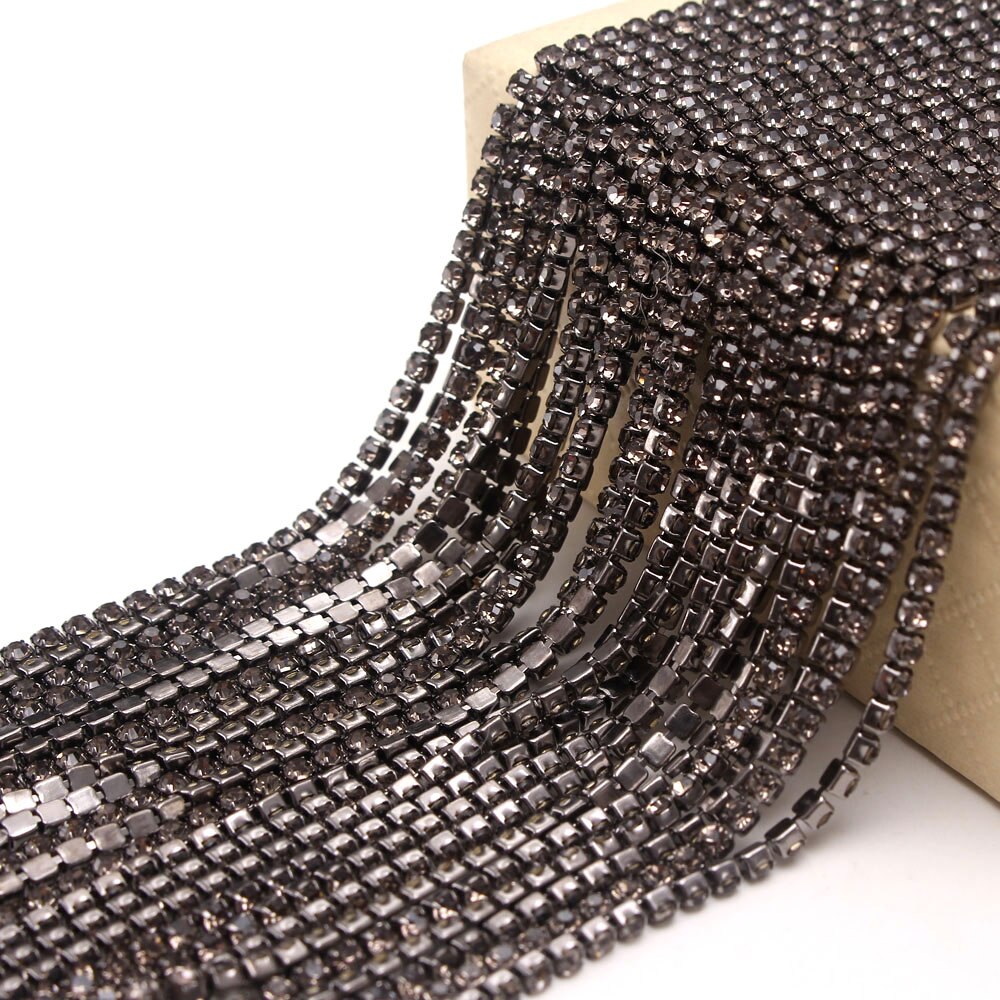 MHS.SUN 10Yard Transparent Black Claw Crystal Rhinestones Chain Gradient DIY Dense Black Base Rhineston Chain Garment Decoration