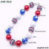 MHS.SUN 1PC/lot Baby Girls Chunky Handmade Bubblegum Beaded Necklace 4th July USA Flag Color Choker Necklace Jewelry Gift