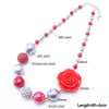 MHS.SUN 1PCS Big Flower Beads Kid Chunky Necklace Silve+Red Color Toddlers Girls Bubblegum Bead Chunky Necklace Children Jewelry