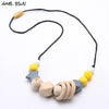 MHS.SUN Baby Infant Silicone Wooden Beads Necklace Safty Teething Nursing Beads Necklace Colorful Breastfeeding Jewelry For Mom