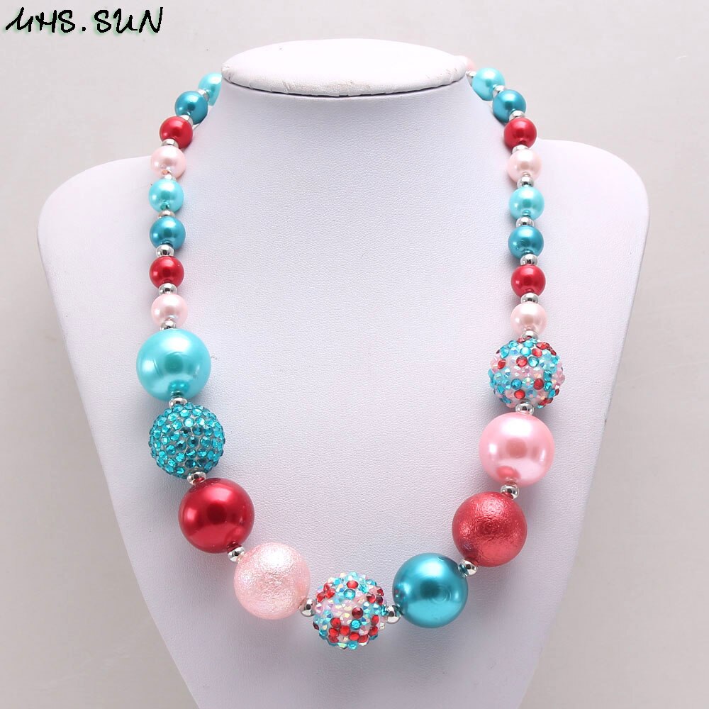 MHS.SUN Colorful Beads Chunky Necklace For Girls Baby Bubblegum Necklace Child Kids Chunky Jewelry Adorable Style