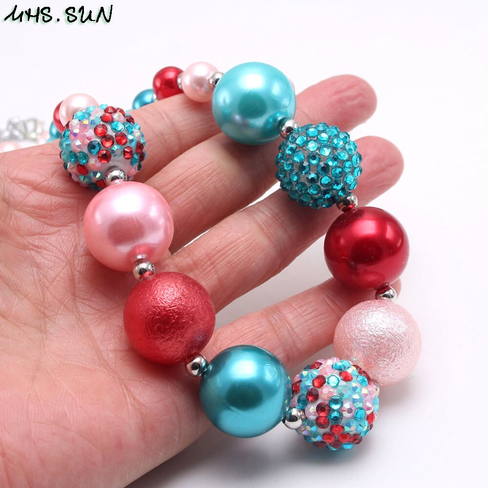 MHS.SUN Colorful Beads Chunky Necklace For Girls Baby Bubblegum Necklace Child Kids Chunky Jewelry Adorable Style