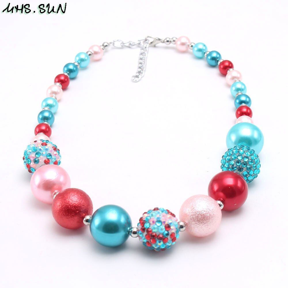 MHS.SUN Colorful Beads Chunky Necklace For Girls Baby Bubblegum Necklace Child Kids Chunky Jewelry Adorable Style