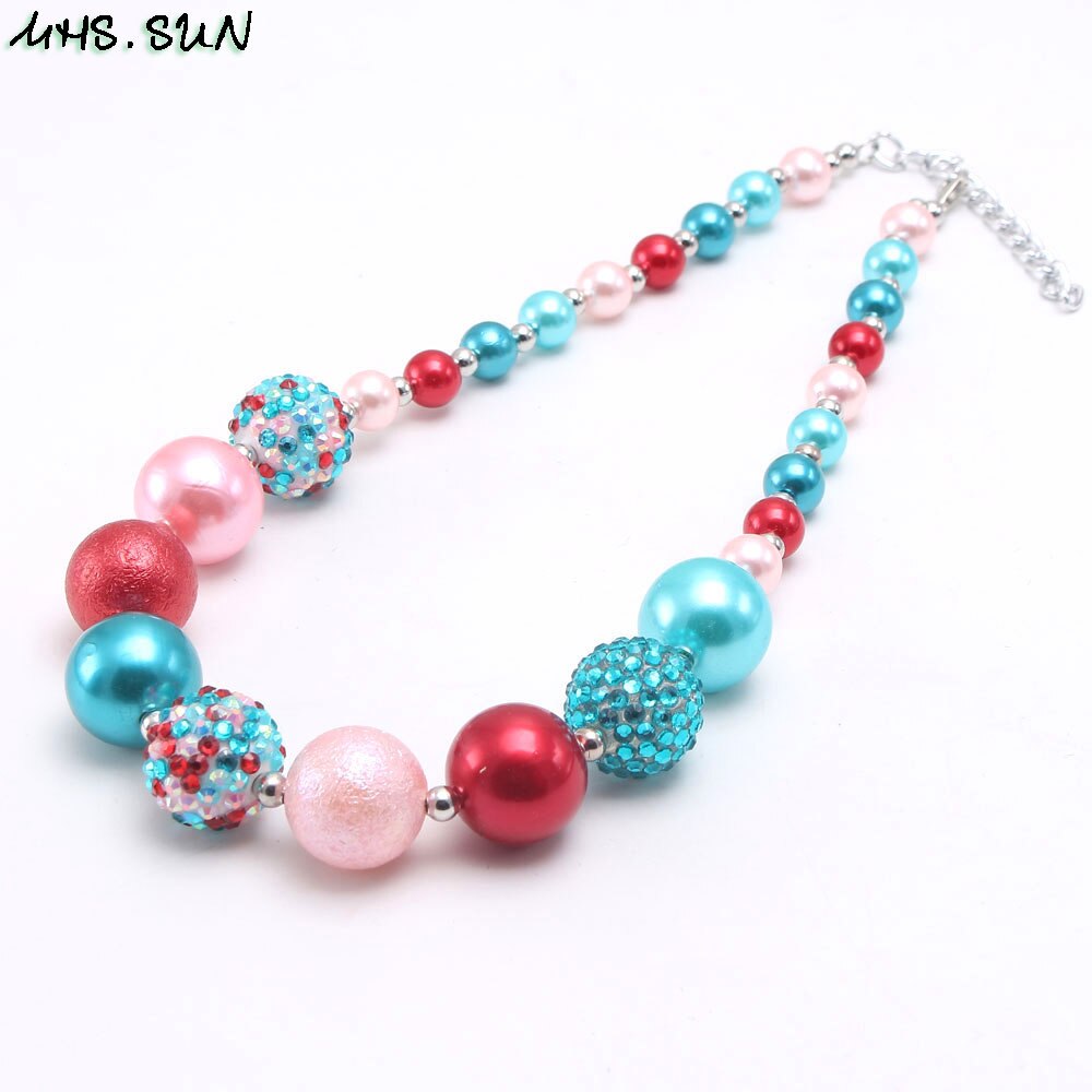 MHS.SUN Colorful Beads Chunky Necklace For Girls Baby Bubblegum Necklace Child Kids Chunky Jewelry Adorable Style