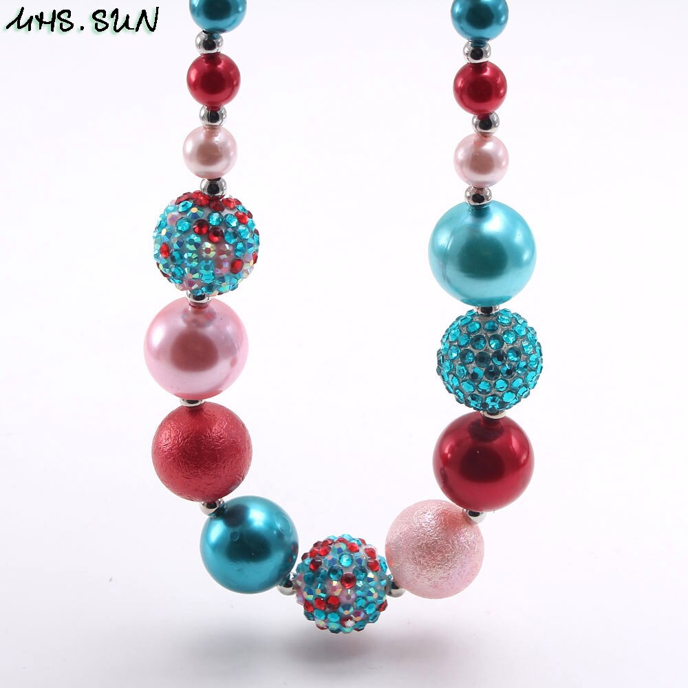 MHS.SUN Colorful Beads Chunky Necklace For Girls Baby Bubblegum Necklace Child Kids Chunky Jewelry Adorable Style