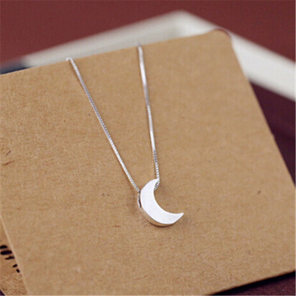 Hot ! Simple 925 sterling silver necklalce Fashion Moon pendant necklace Lovely women jewelry high quality cheap sale