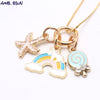 MHS.SUN  design cute diy charm necklace for kids girls ice-cream rainbow pendant necklace children chain jewelry necklace 1pc