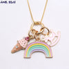 MHS.SUN  design cute diy charm necklace for kids girls ice-cream rainbow pendant necklace children chain jewelry necklace 1pc