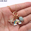 MHS.SUN  design cute diy charm necklace for kids girls ice-cream rainbow pendant necklace children chain jewelry necklace 1pc