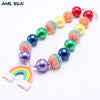 MHS.SUN kids girls chunky beads necklace rainbow pendants colorful bubblegum beads necklace for children gift