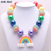 MHS.SUN kids girls chunky beads necklace rainbow pendants colorful bubblegum beads necklace for children gift