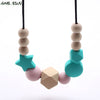 MHS.SUN Silicone Wooden Beads Necklace Baby Silicone Teething Nursing Necklace For born Mom BPA Free Breastfeeding Jewelry