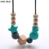 MHS.SUN Silicone Wooden Beads Necklace Baby Silicone Teething Nursing Necklace For born Mom BPA Free Breastfeeding Jewelry