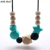 MHS.SUN Silicone Wooden Beads Necklace Baby Silicone Teething Nursing Necklace For born Mom BPA Free Breastfeeding Jewelry
