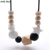 MHS.SUN Silicone Wooden Beads Necklace Baby Silicone Teething Nursing Necklace For born Mom BPA Free Breastfeeding Jewelry