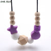 MHS.SUN Silicone Wooden Beads Necklace Baby Silicone Teething Nursing Necklace For born Mom BPA Free Breastfeeding Jewelry