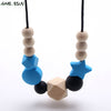 MHS.SUN Silicone Wooden Beads Necklace Baby Silicone Teething Nursing Necklace For born Mom BPA Free Breastfeeding Jewelry