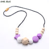 MHS.SUN Silicone Wooden Beads Necklace Baby Silicone Teething Nursing Necklace For born Mom BPA Free Breastfeeding Jewelry