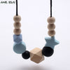 MHS.SUN Silicone Wooden Beads Necklace Baby Silicone Teething Nursing Necklace For born Mom BPA Free Breastfeeding Jewelry